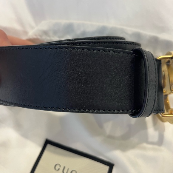 Authentic WIDE LEATHER BELT DOUBLE GG BUCKLE in amazing condition! W/box - Picture 7 of 10